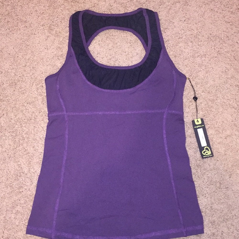 Straight Down purple/black workout top